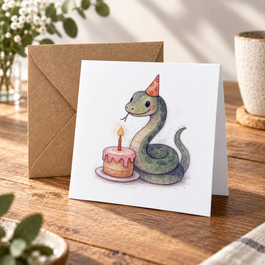 Snake Greeting Card – Warm Wood