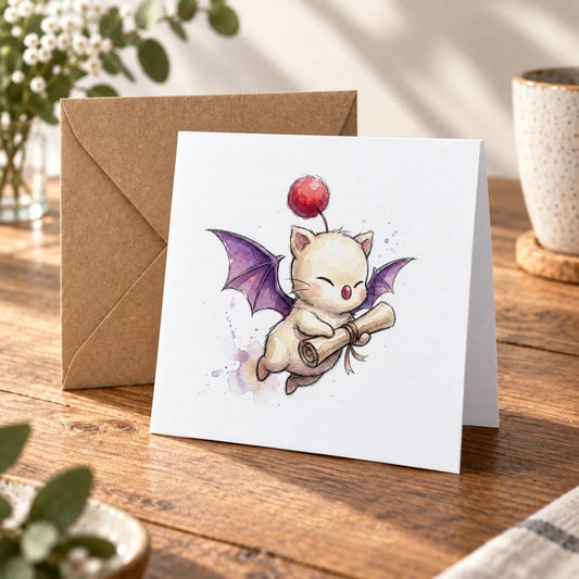 Winged Fantasy Graduation Card – Warm Wood