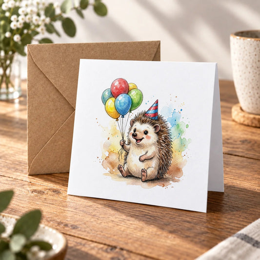 Hedgehog Greeting Card – Warm Wood