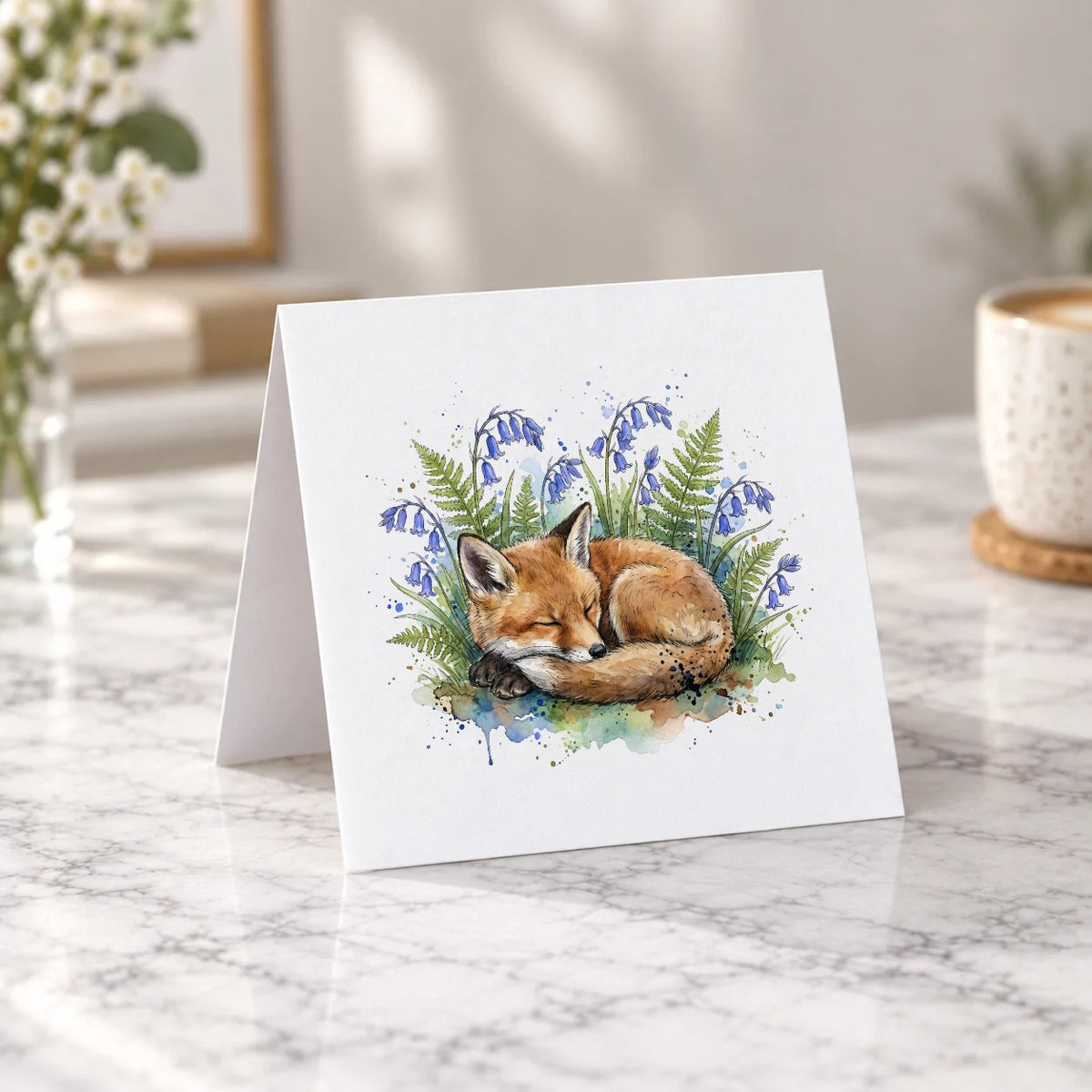 Sleeping Fox Greeting Card – Tent Fold