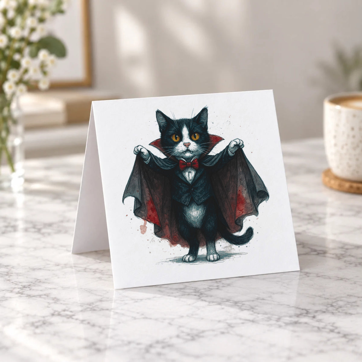 Vampire Cat Greeting Card – Tent Fold