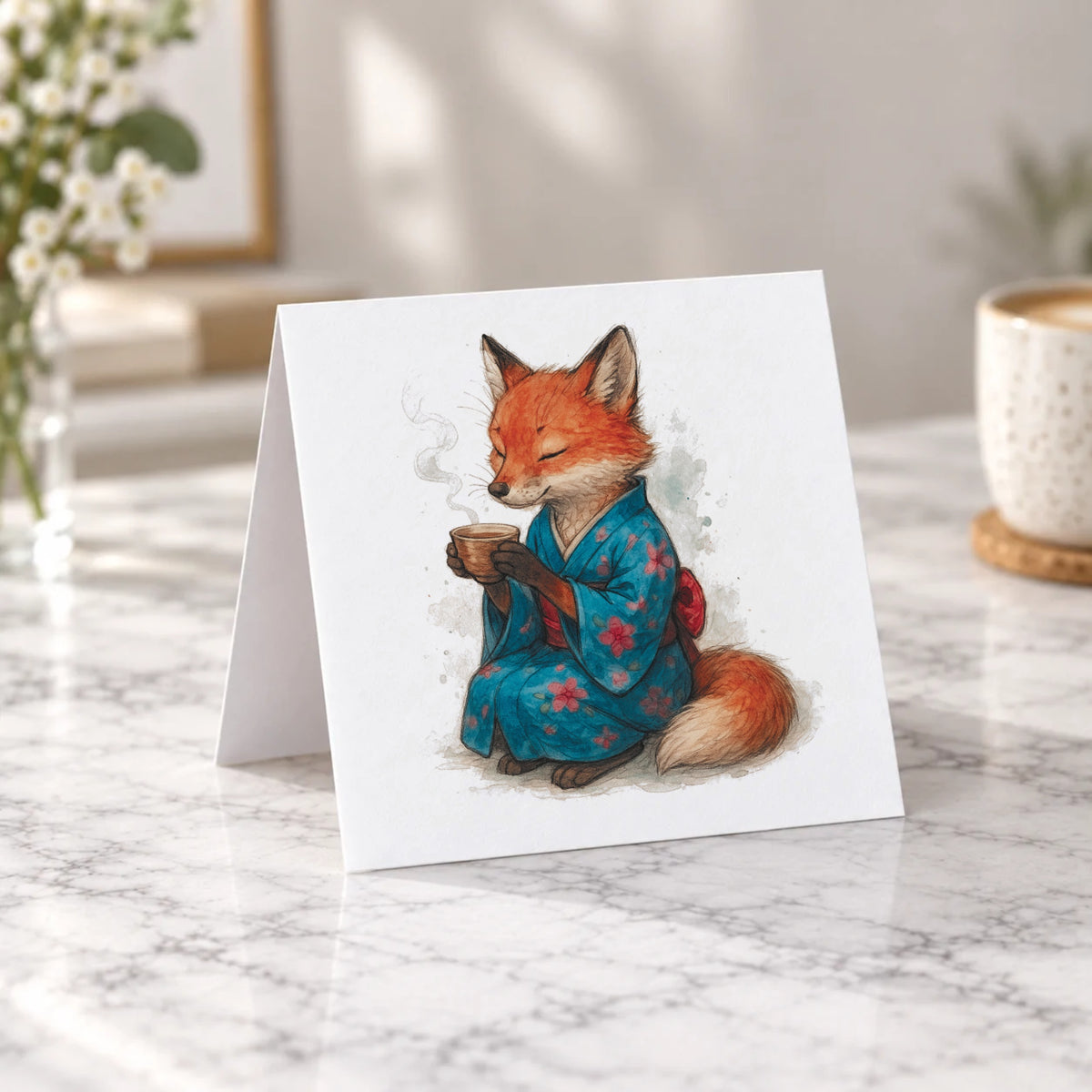 Fox Kimono Greeting Card – Tent Fold