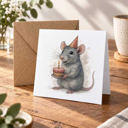 Rat Greeting Card – Warm Wood