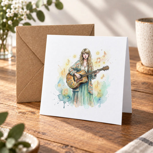 Folk Music Guitar Greeting Card – Warm Wood