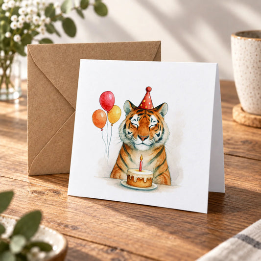 Tiger Greeting Card – Warm Wood