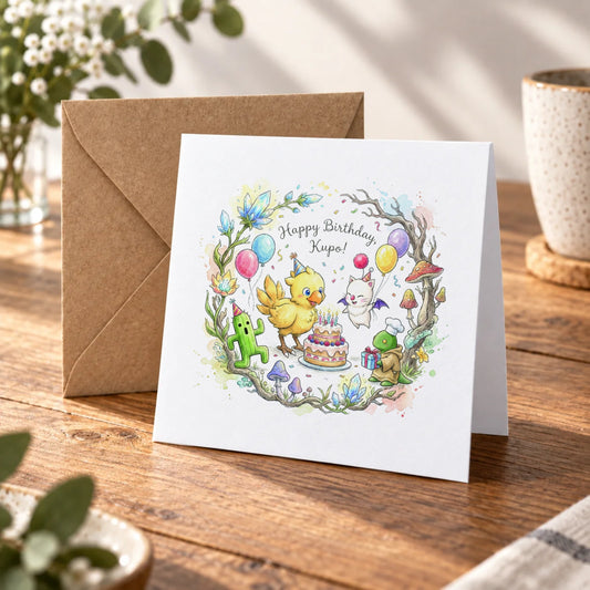 Fantasy Party Greeting Card – Warm Wood