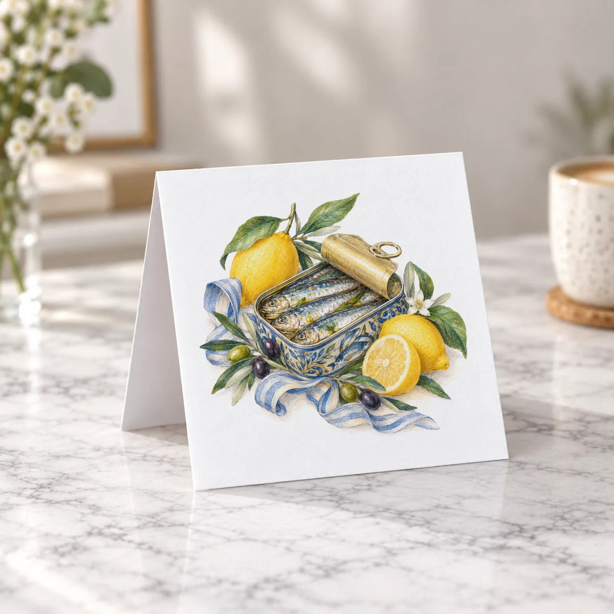 Sardine Tin and Lemons Greeting Card – Tent Fold