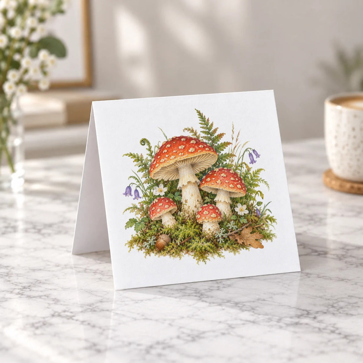 Woodland Toadstools and Ferns Greeting Card – Tent Fold