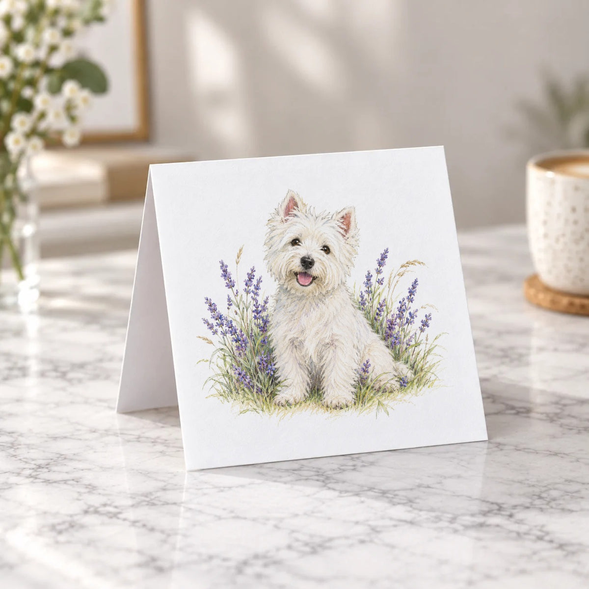 Westie and Lavender Greeting Card – Tent Fold