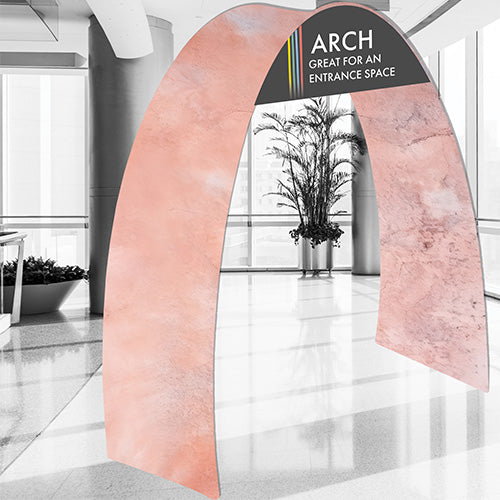 Arch tube fabric display used as a branded event entrance