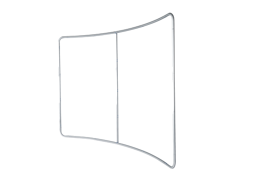 Curved aluminium tube frame for the fabric display