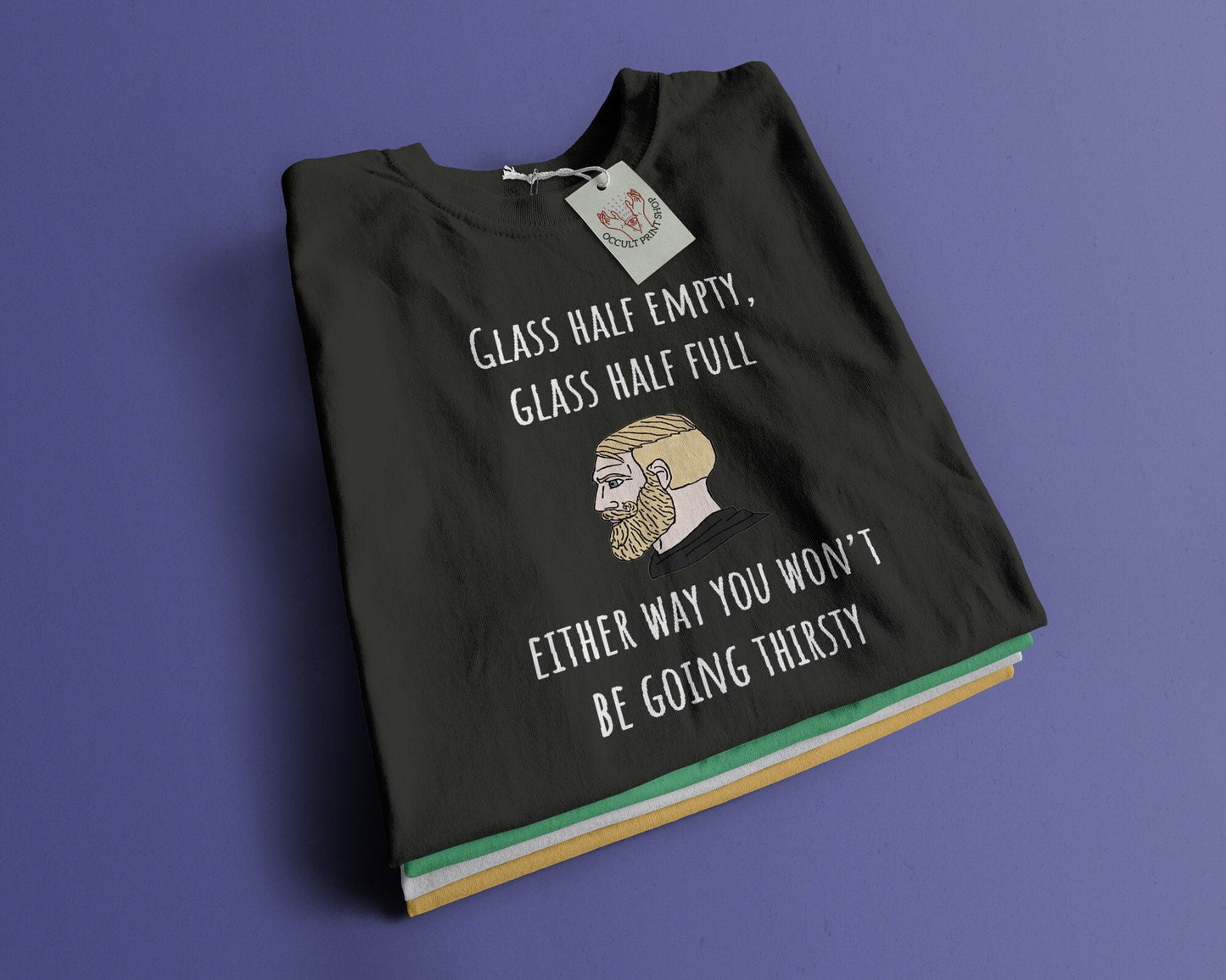 T-shirt with a vinyl design - glass half empty