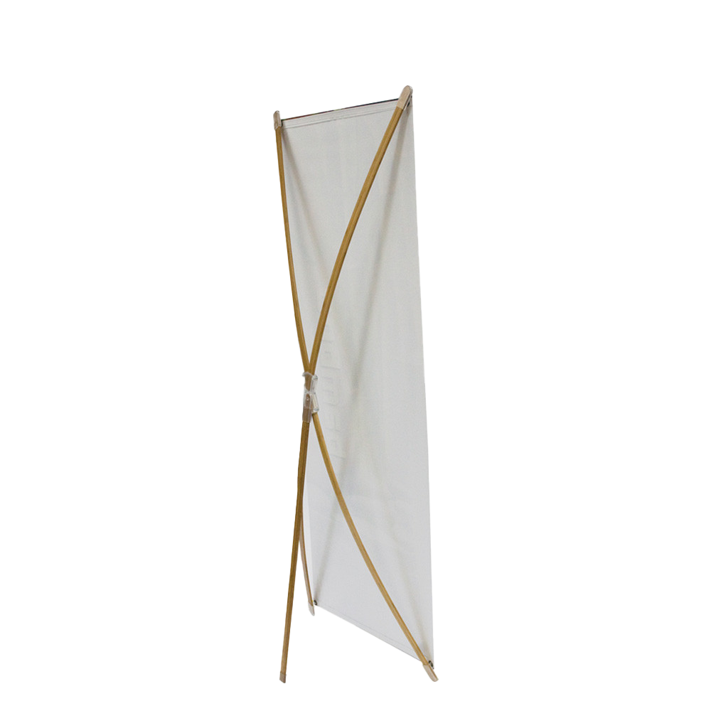 Custom Bamboo X banner display with bamboo frame