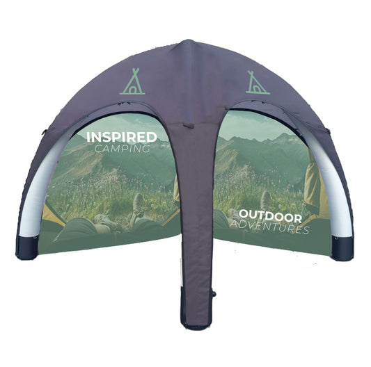 Inflatable tent printed walls and roof
