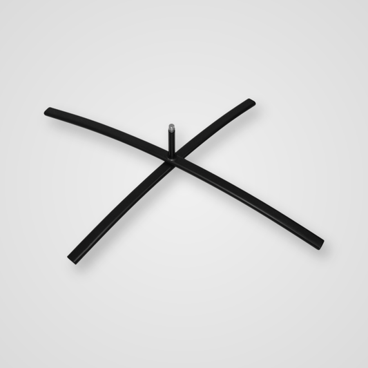 Black cross-foot base included with this complete custom flag bundle