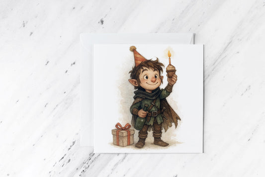 Rogue Birthday Card – DND Fantasy Greeting Card – Cute Halfling Adventurer – RPG Gift for Him or Her – Stealthy Birthday Surprise