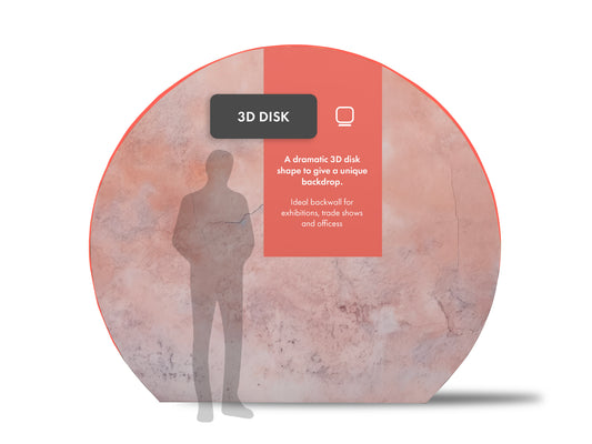 Complete 3D Disk tube display with a person shown for scale