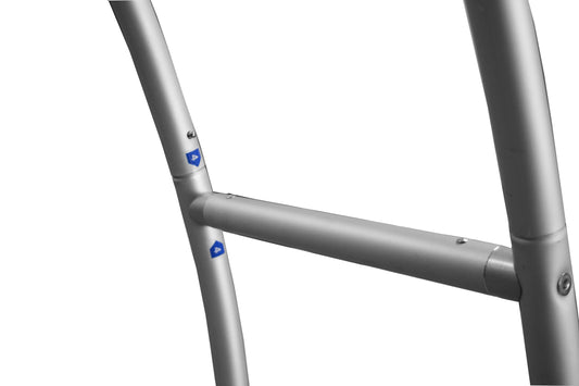 3D disk tube display aluminium frame and pole assembly detail