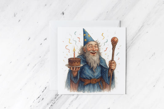 Wizard Birthday Card – DND Greeting for Fantasy Fans – Magic User Gift – Dungeons and Dragons TTRPG Card – Nerdy Birthday for Mage