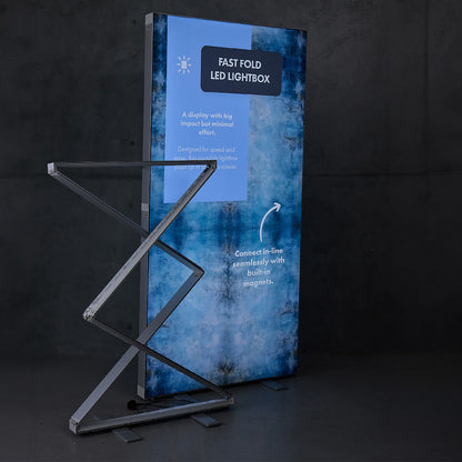 Custom FAST-FOLD LED fabric lightbox with printed SEG artwork
