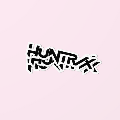 HUNTRIX K-Pop logo vinyl die cut sticker in bold black and white – Demon Hunters fandom merch for laptops, bottles, scrapbooks, and skateboards.Premium HUNTRIX K-Pop logo vinyl sticker for laptops, bottles & more. Durable waterproof die cut decal – perfect K-Pop Demon Hunters fandom merch.HUNTRIX K-Pop Logo Sticker – Demon Hunters Vinyl Decal