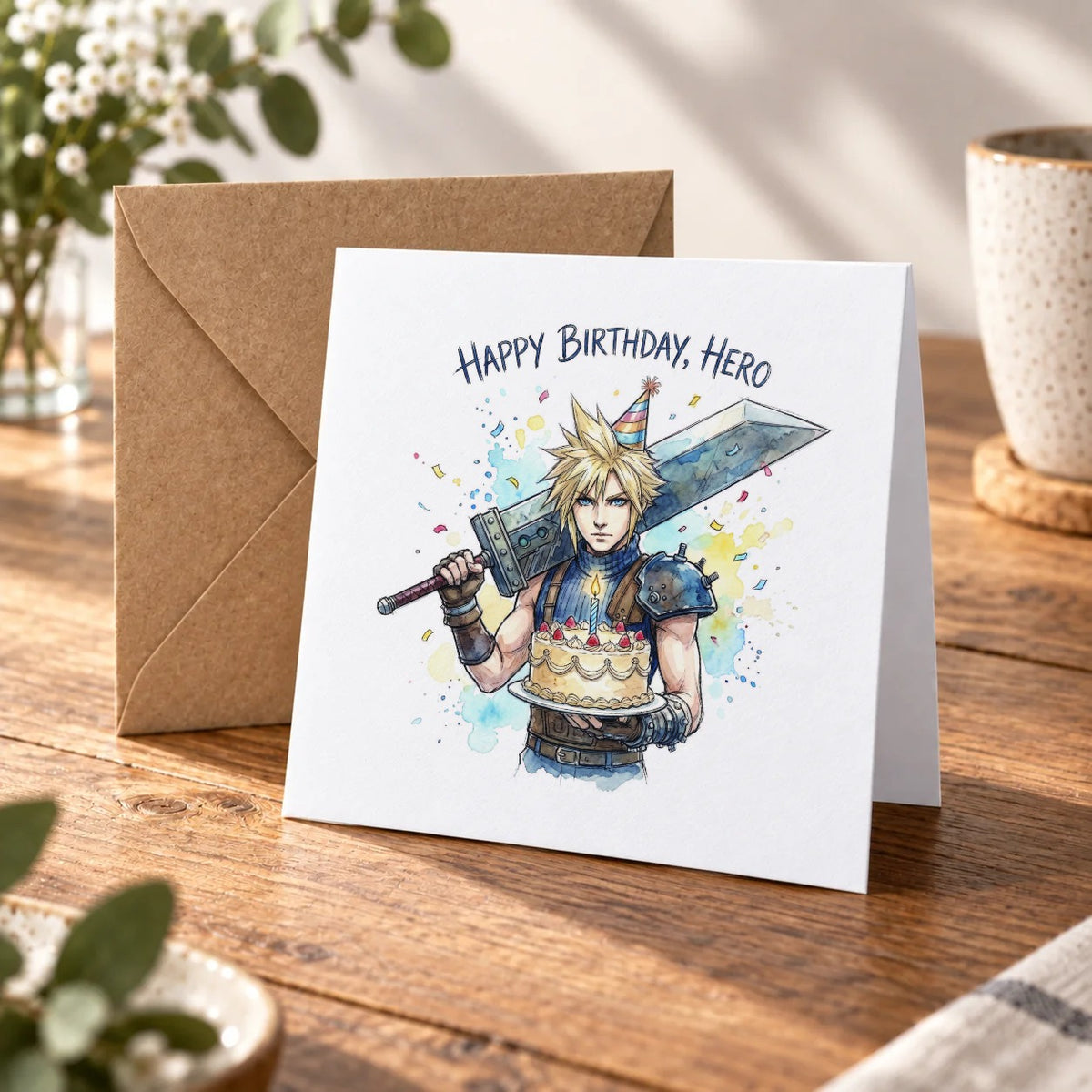 Heroic Fantasy Warrior Greeting Card – Warm Wood