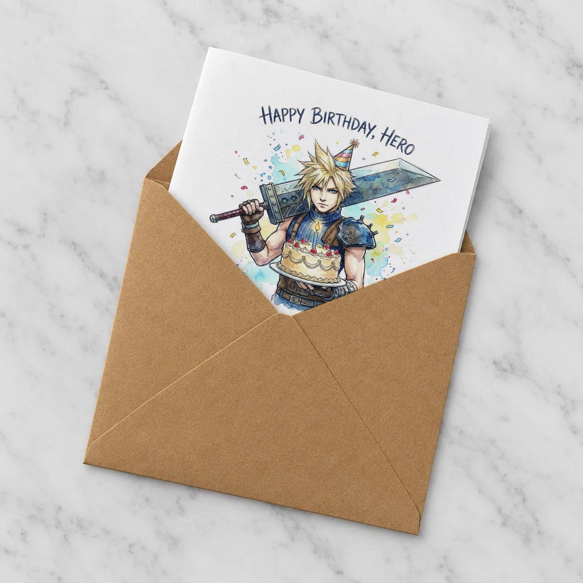Heroic Fantasy Warrior Greeting Card – Half in Envelope