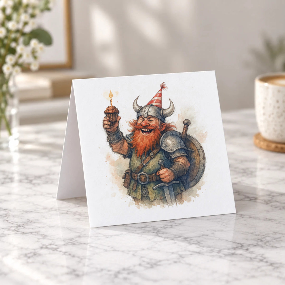 Dwarf Warrior Greeting Card – Tent Fold