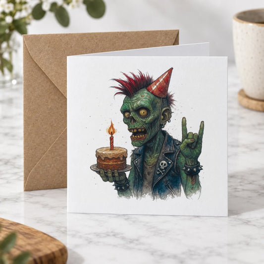 Zombie Punk Greeting Card – Hero
