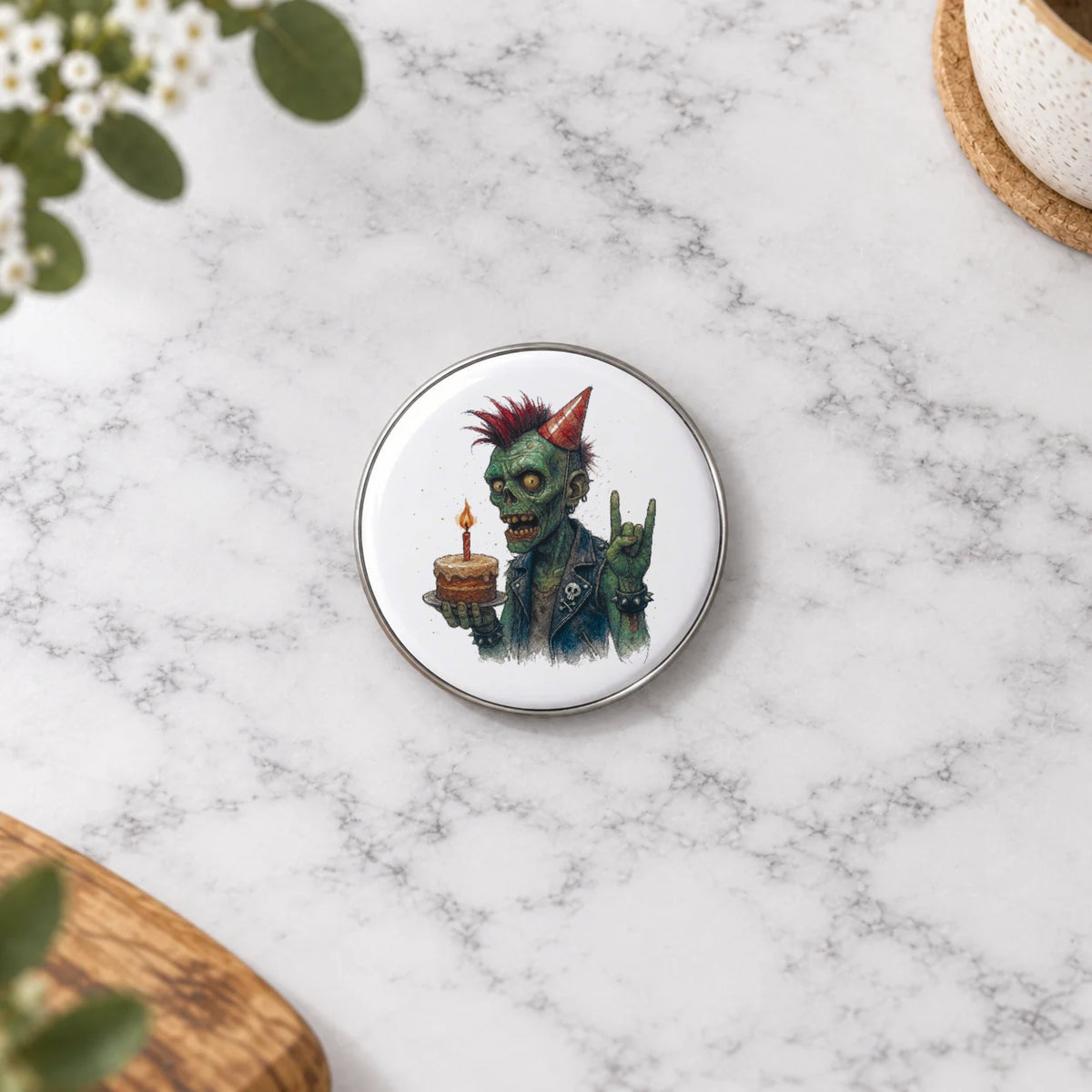 Zombie Punk Greeting Card – Badge Small