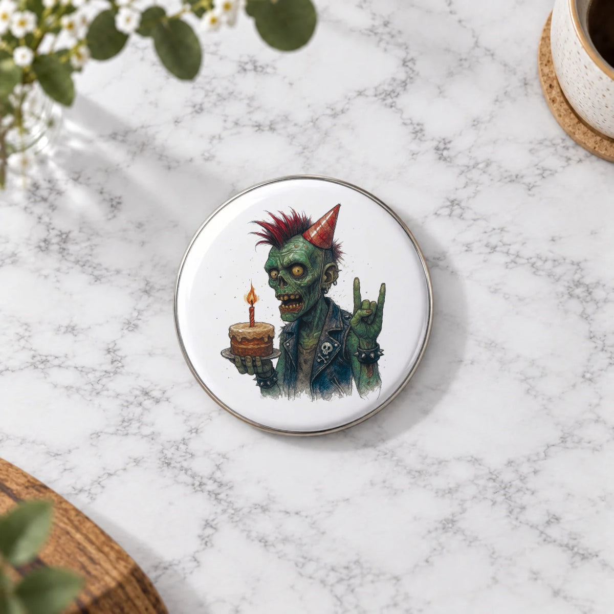 Zombie Punk Greeting Card – Badge Large
