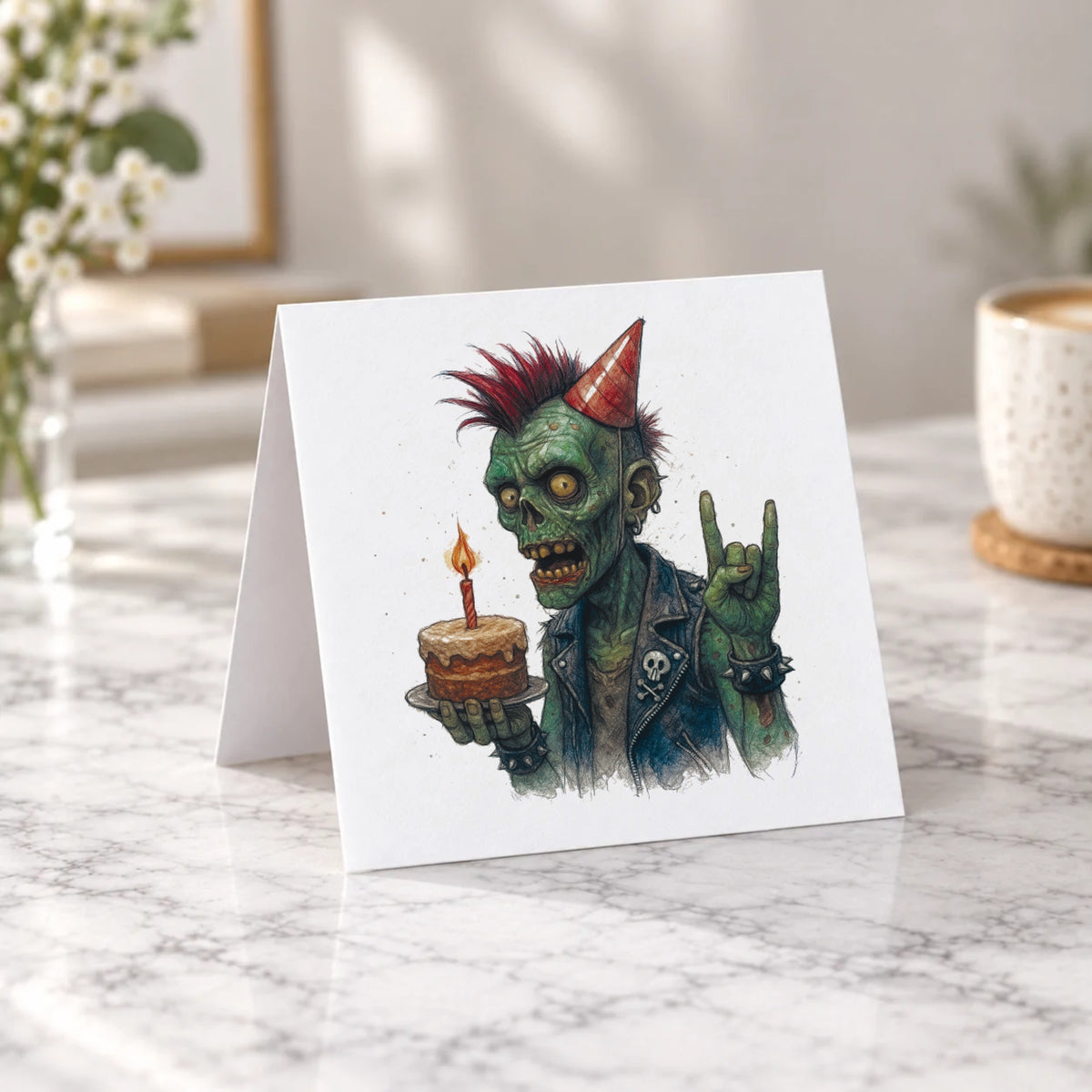Zombie Punk Greeting Card – Tent Fold