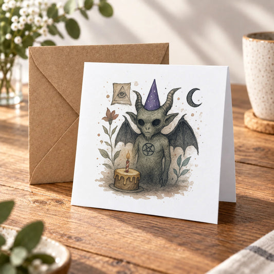 Baphomet Greeting Card – Warm Wood