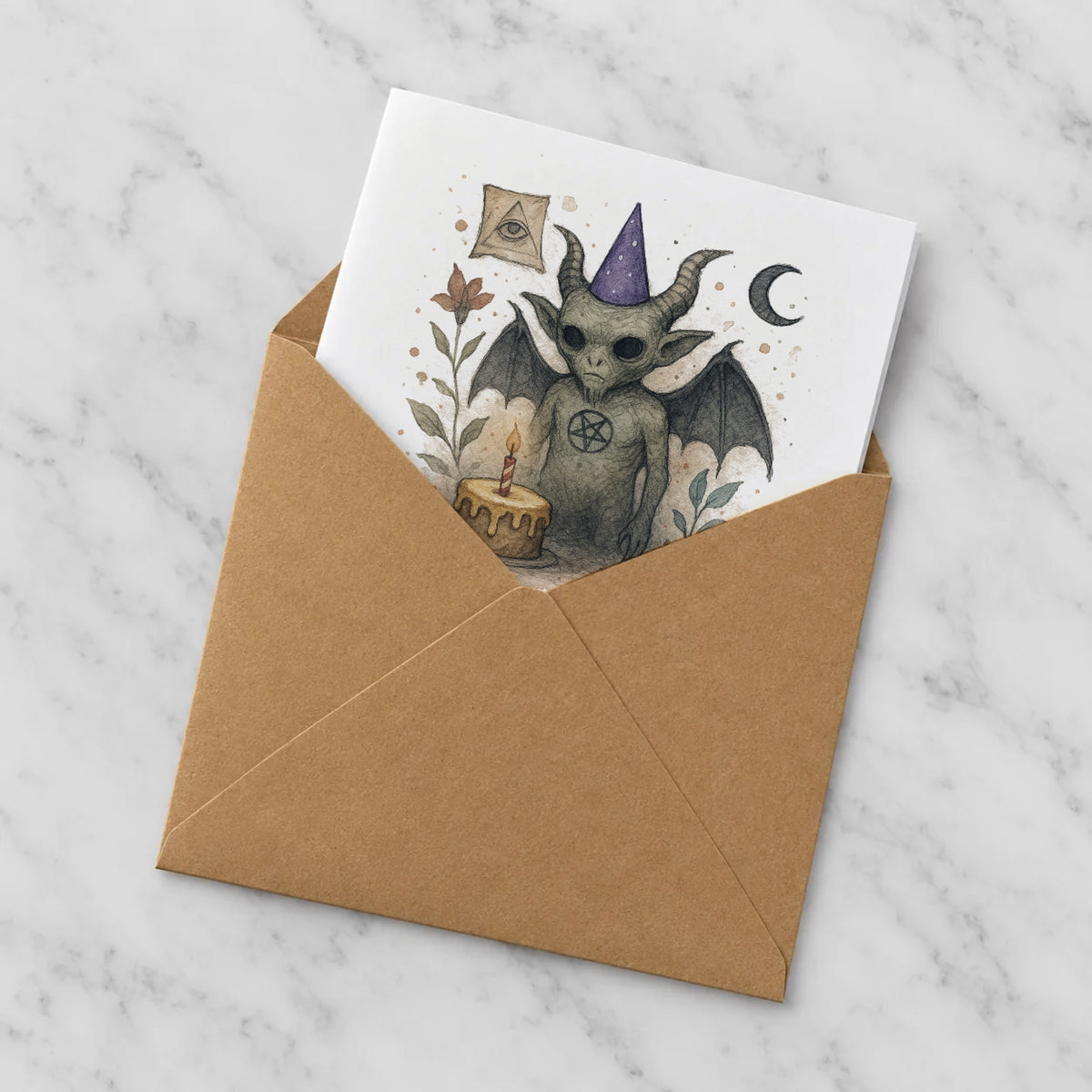 Baphomet Greeting Card – Half in Envelope