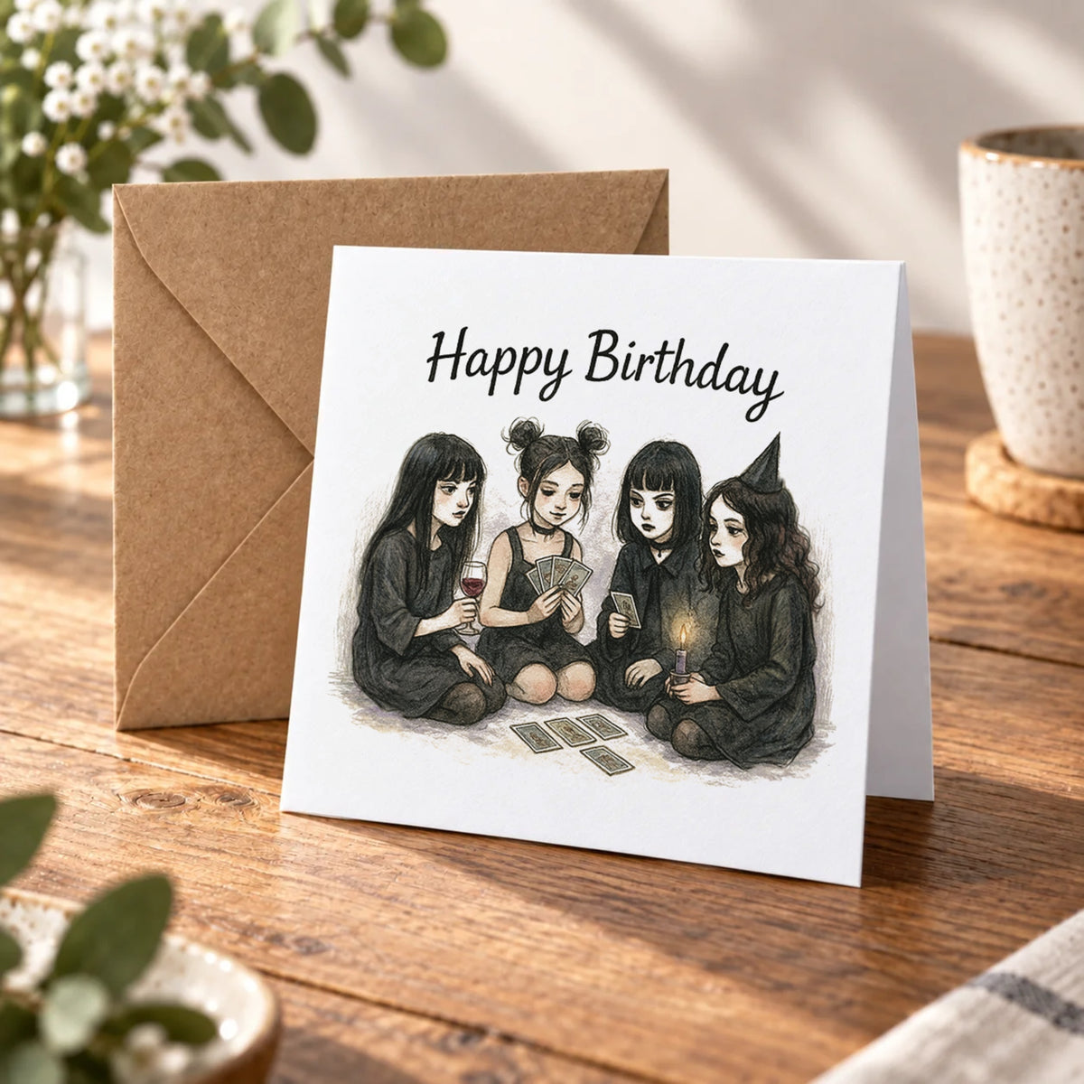 Tarot Coven Greeting Card – Warm Wood