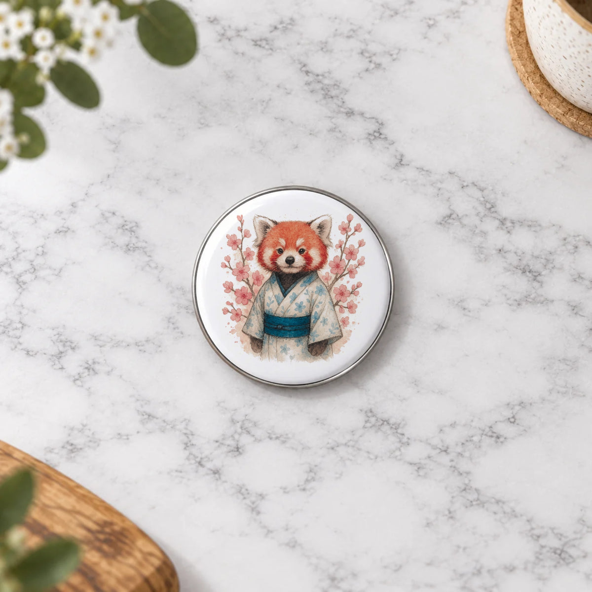 Red Panda Kimono Greeting Card – Badge Small