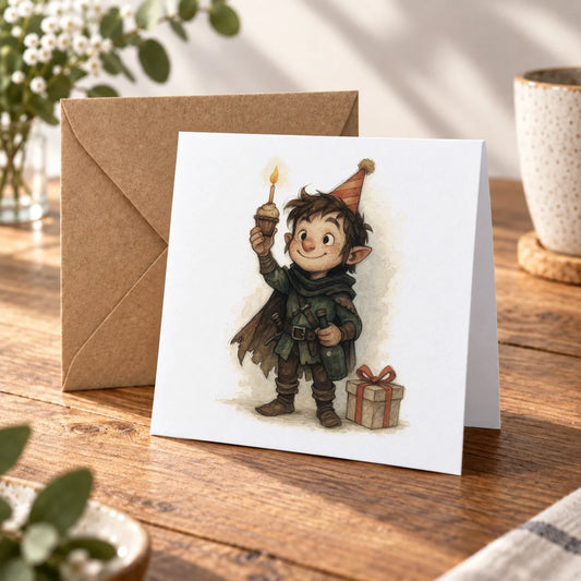 Halfling Rogue Greeting Card – Warm Wood