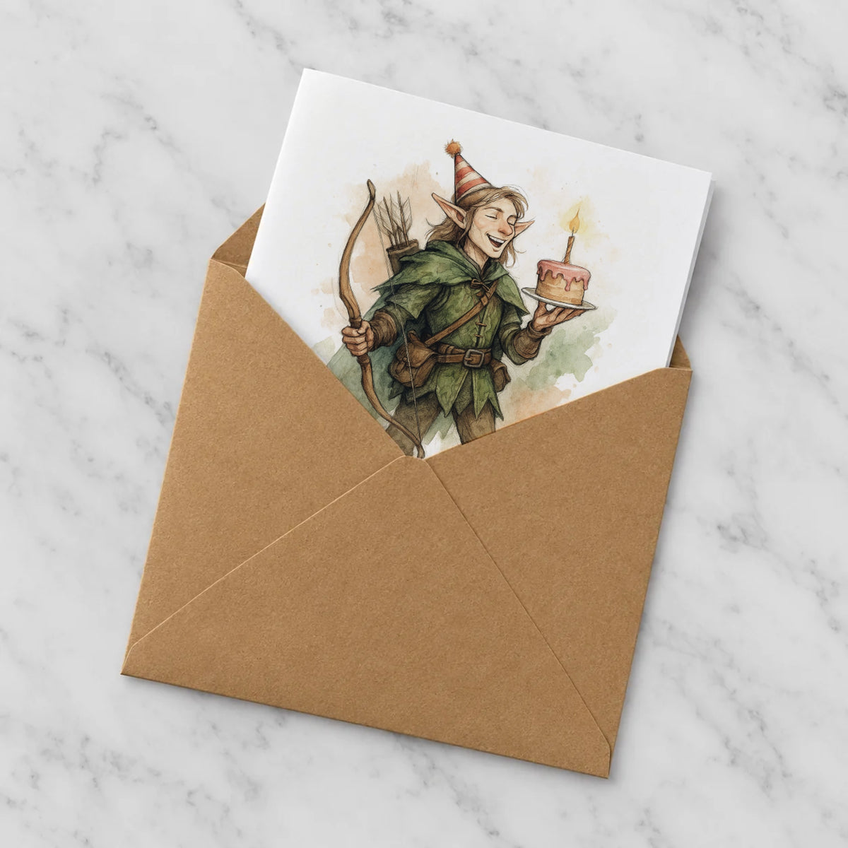 Elf Ranger Greeting Card – Half in Envelope