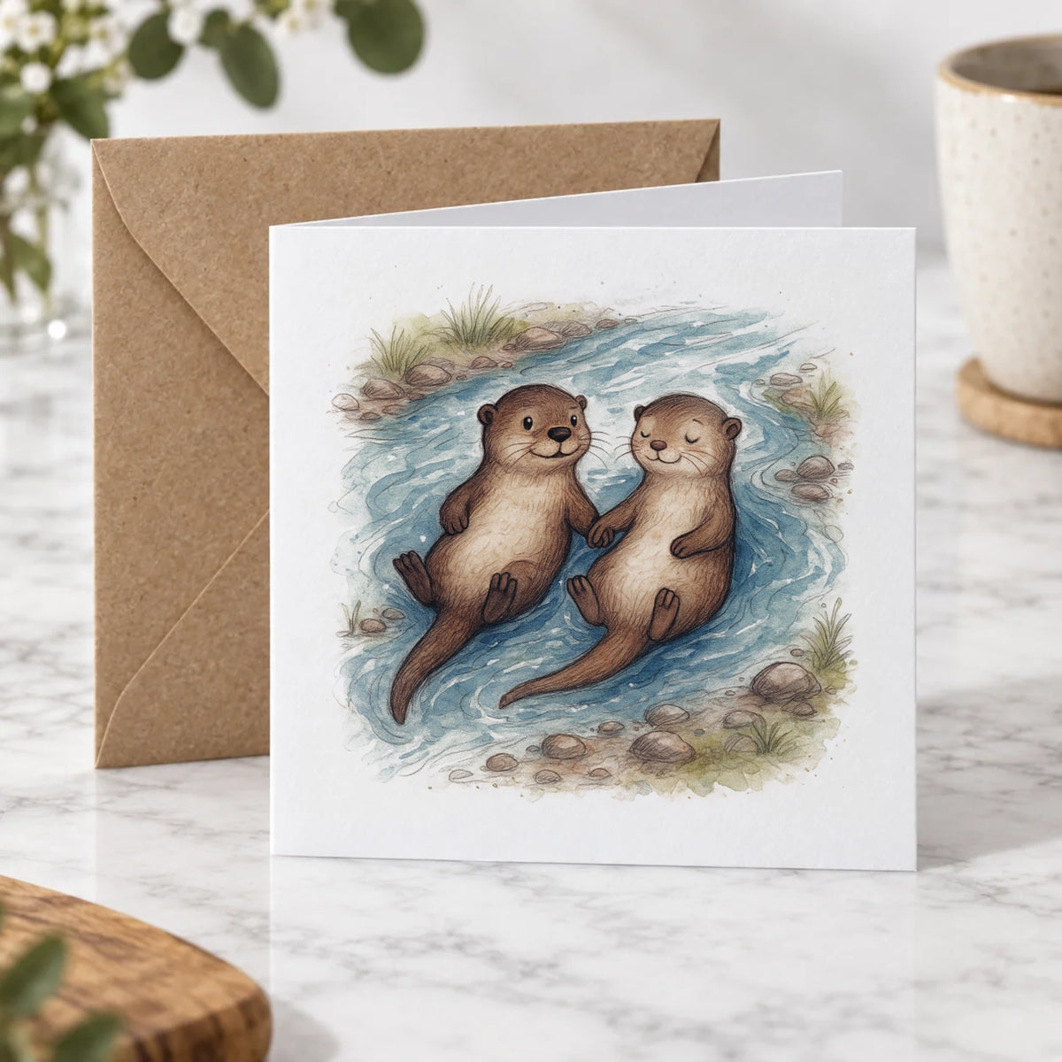 Otter Couple Love Greeting Card – Hero