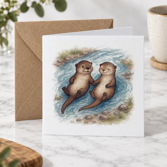Otter Couple Love Greeting Card – Hero