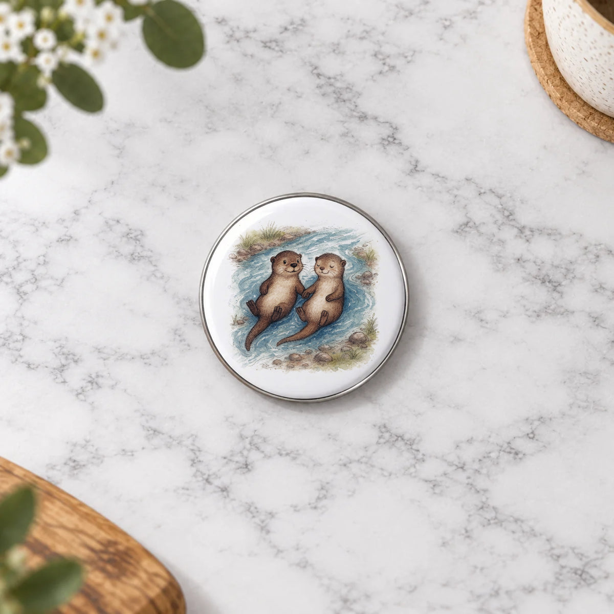 Otter Couple Love Greeting Card – Badge Small