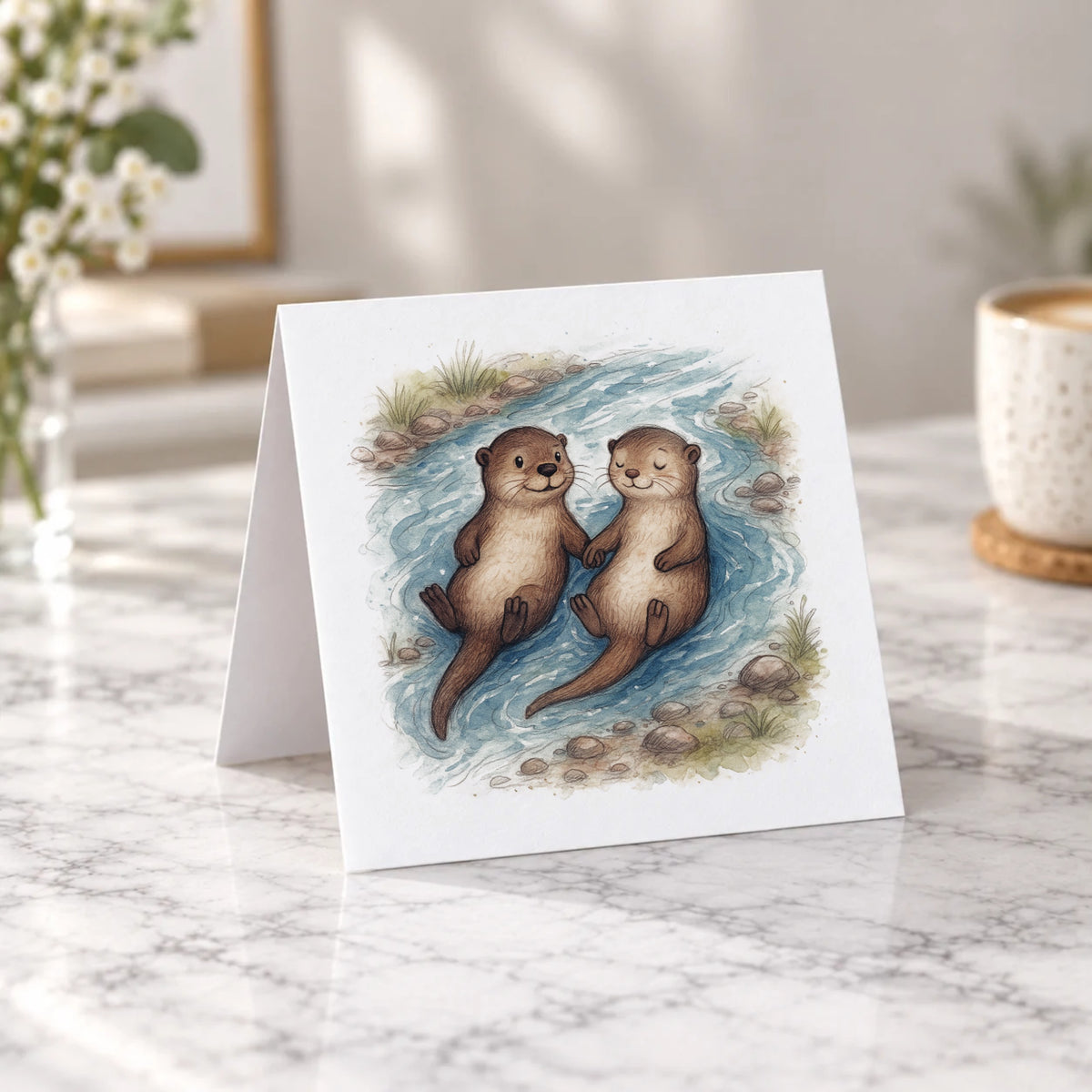 Otter Couple Love Greeting Card – Tent Fold