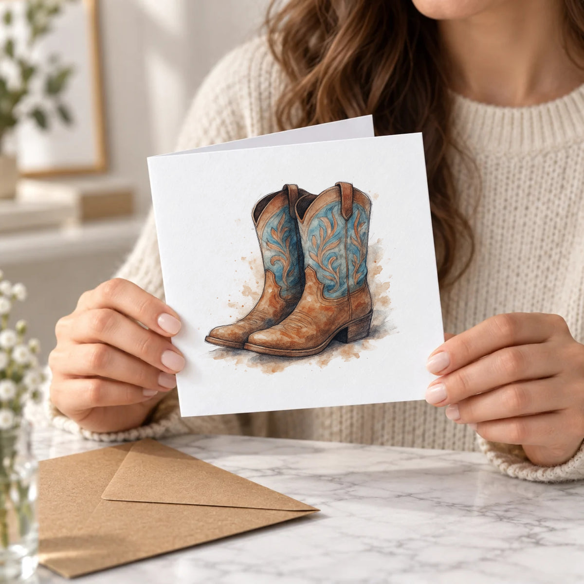 Cowboy Boots Greeting Card – Held Card