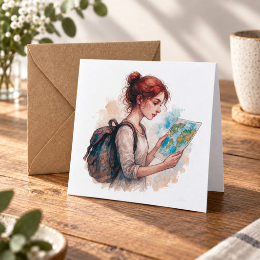 Travel Lover Greeting Card – Warm Wood