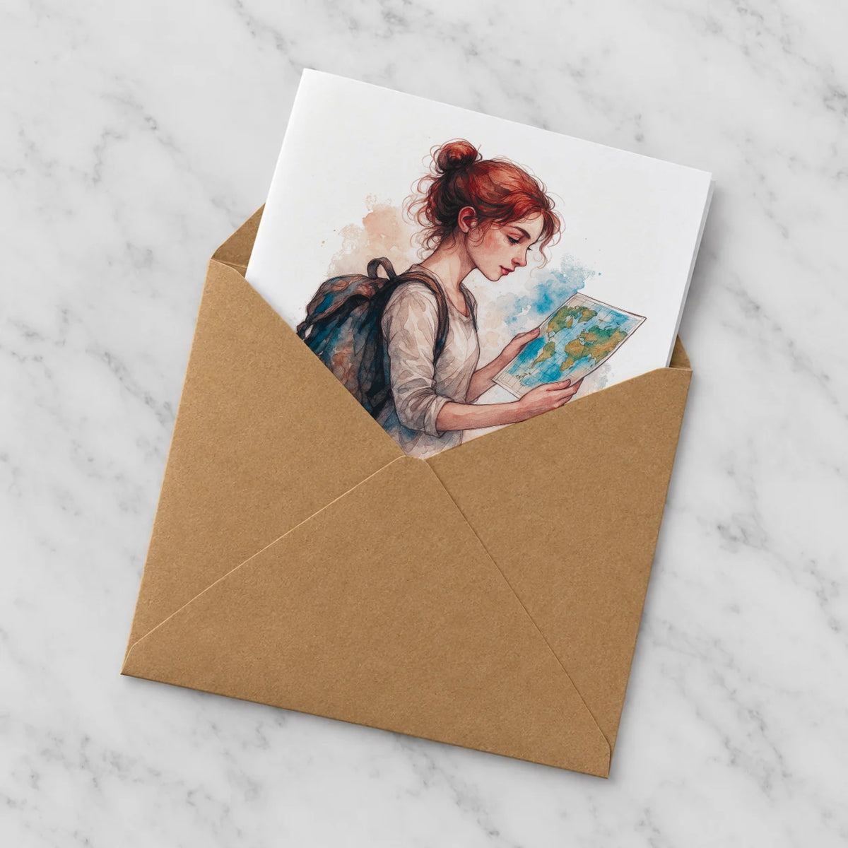 Travel Lover Greeting Card – Half in Envelope