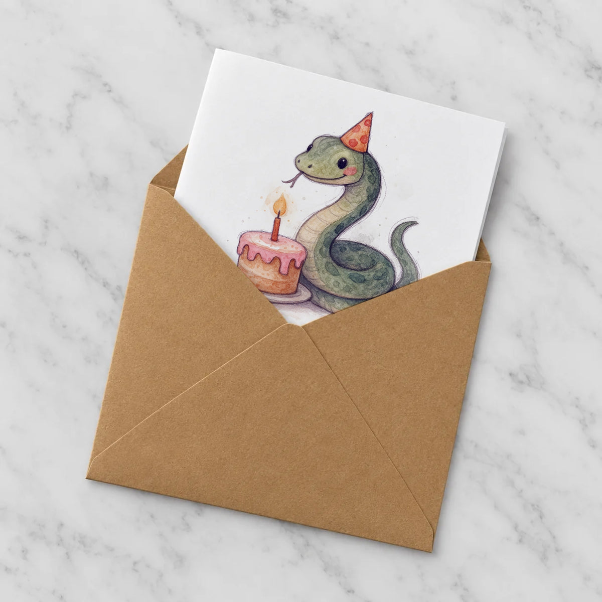 Snake Greeting Card – Half in Envelope