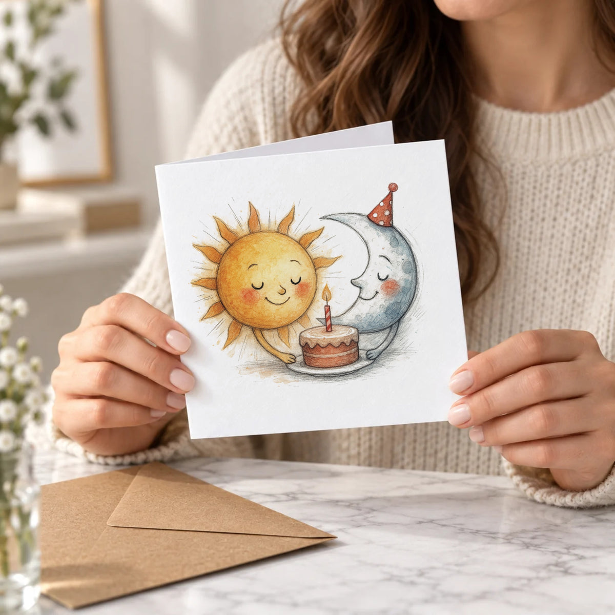 Sun & Moon Greeting Card – Held Card