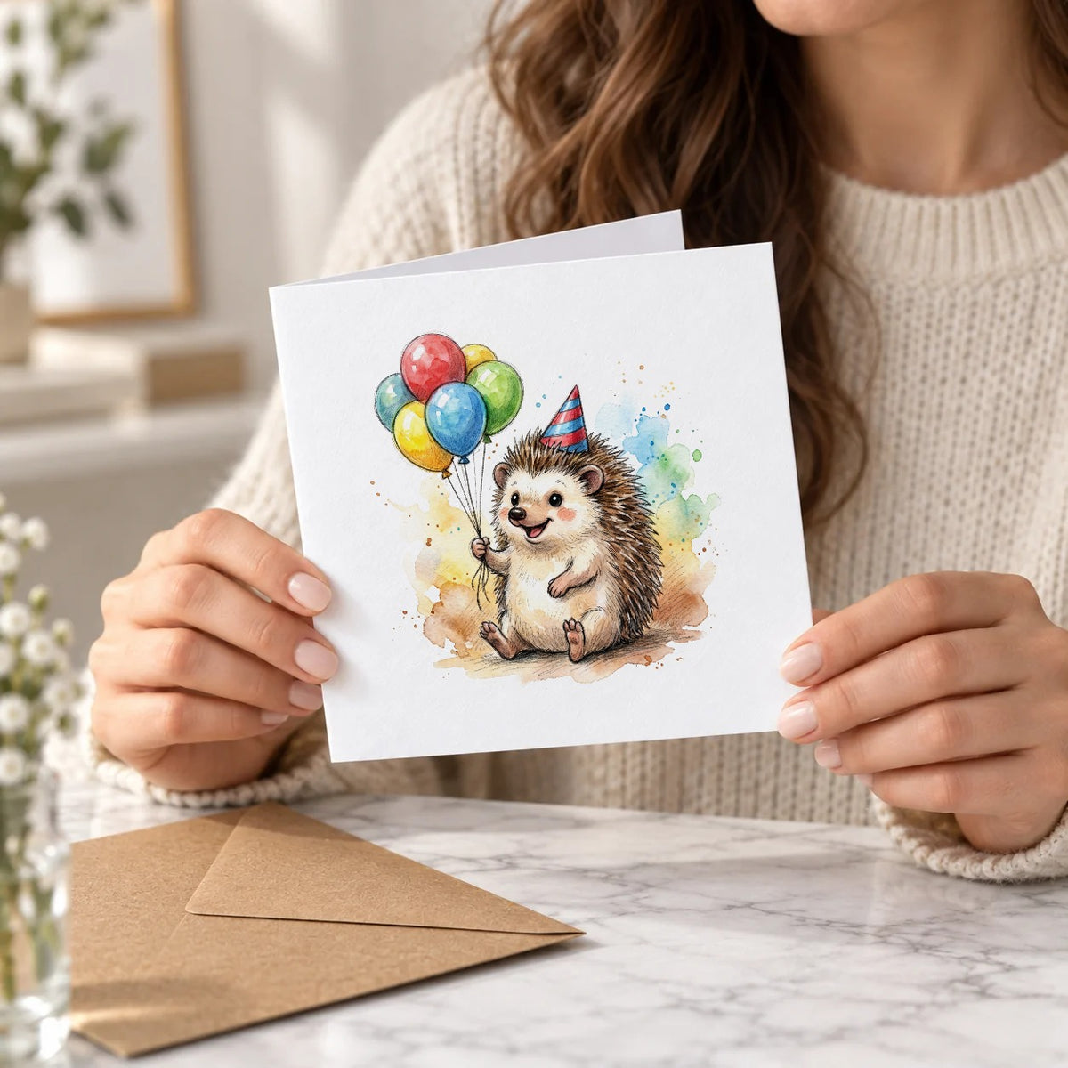 Hedgehog Greeting Card – Held Card