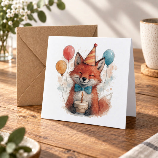 Fox Greeting Card – Warm Wood
