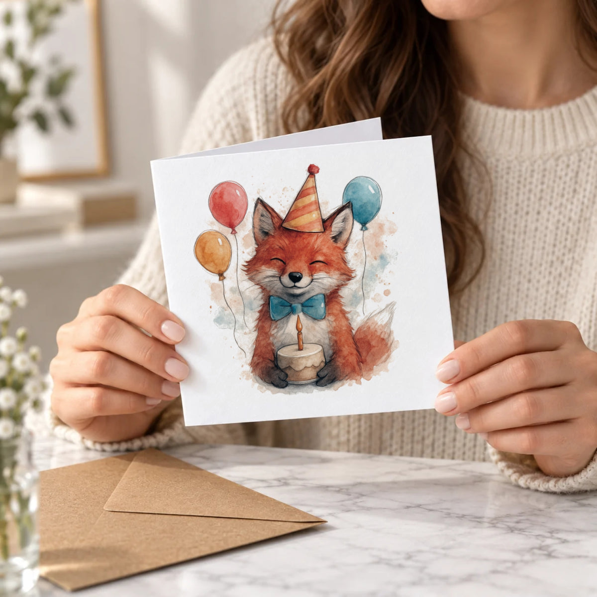 Fox Greeting Card – Held Card